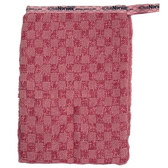 Norwex-Bathroom Scrub Mitt-Pink 9.06" x 6.5"-2 Sided-With Baclock® - Picture 2 of 3